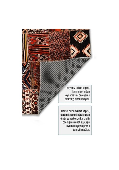 Dekoratif Halı Kaymaz Taban Leke Tutmaz Yıkanabilir Kilim Özel Ölçü Salon Halısı 3046