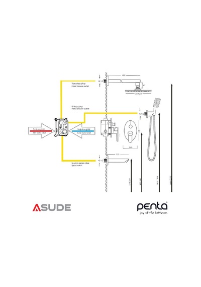 Penta 4559 Ankastre Banyo&duş Sistemi Chrom Square Sarı