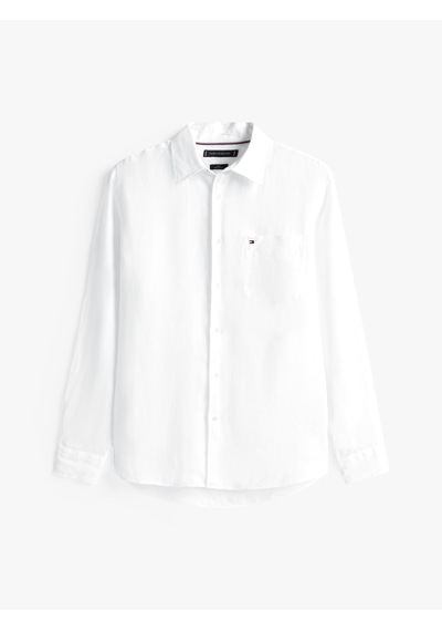 Tommy Hilfiger Pıece Dye Lınen Rf Shırt Erkek Beyaz Gömlek - Mw0mw39425