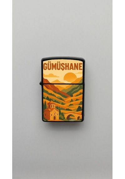 Gümüşhane Retro Vintage - Benzinli Siyah Çakmak Magnet Hediye Siyah