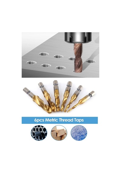 Senbang 1/4 Bits Kendinden Matkap Uçlu Kılavuz Seti M3 M4 M5 M6 M8 M10 Diş Açma Matkap Uçları