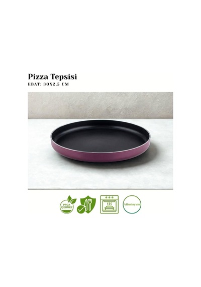 30 Cm Granit Pizza Tepsisi - Mürdüm Çok Renkli