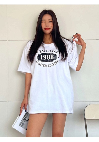 Beyaz Oversize Vintage Baskılı T-shirt - Oversize Baskılı Beyaz Beyaz Oversize Vintage Baskılı T-shirt - Oversize Baskılı Beyaz
