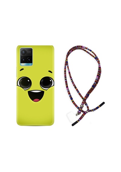 Vivo Y21 Kılıf Rasta Boyun Askılı White Green 1833