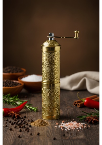 Ludıa Zamak Metal Altın Renk 3 Lü Set Karabiber,kahve,çörek Otu El Değirmeni Öğütücü Grinder S2 Altın