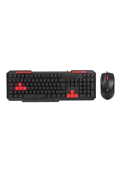 Usb Kablolu Klavye - Mouse Set Kırmızı Tuşlu Q Klavye 1600dpı Mouse 5468 84269248