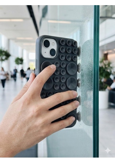 İphone 13 Ve İphone 14 Uyumlu Vantuzlu Silikon Kılıf, Yapışan Vantuz Tasarımlı Darbeye Ve Çizilmeye Karşı Dayanıklı Koruyucu Canlı Yayın Ve Selfie Telefon Kılıfı Siyah