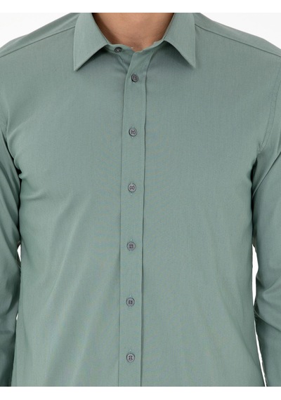 Cacharel Mint Slim Fit Uzun Kollu Gömlek Yeşil