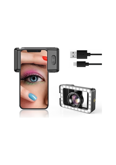 Apexel Hd 100mm Profesyonel Yakın Çekim Makro Yakın Çekim Lensi Ve 3 Renkli Dolgu Işığı Kiti Apl-hb
