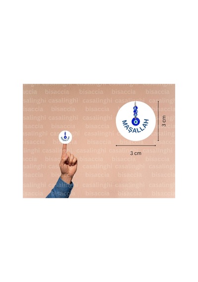 Maşallah Etiketi Nazar Boncuğu Yuvarlak Mat Sticker Mevlid Dua Sünnet Bebek Partisi 3 Cm 95 Adet Çok Renkli