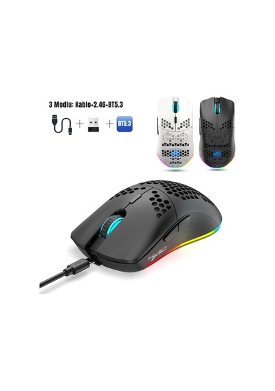 T66 Kablosuz 3 Modlu Mouse-650 Mah Batarya - 12000 Fps - 20g - Rgb Aydınlatma Diğer