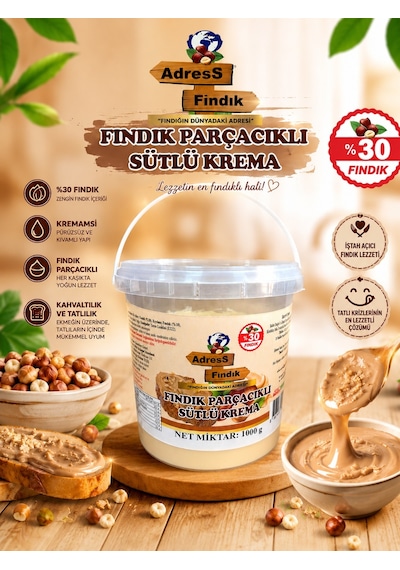Adress Fındık Parçacıklı Sütlü Krema 1 KG