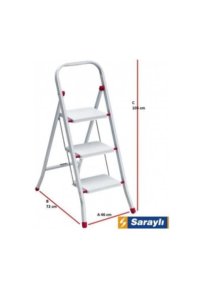 Saraylı Pratik Metal Merdiven Beyaz 3 Basamaklı Diğer