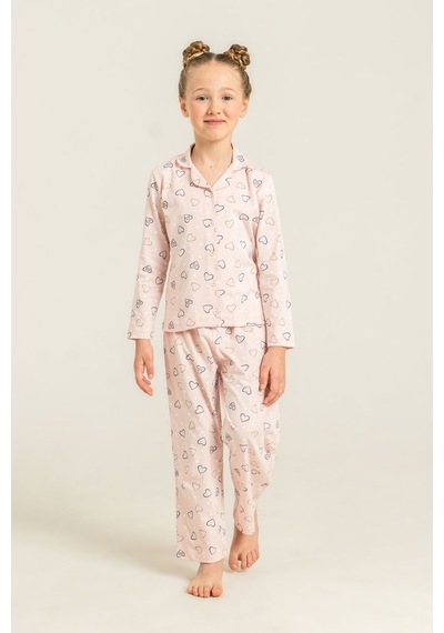 Rolypoly Anne Kız Hearts Pembe Gömlek Pijama Takımı Rp3903-a-v1 Rp3903-a-v1