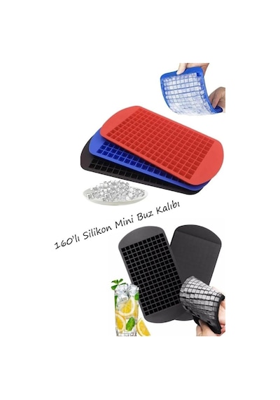 Esnek Silikon Buz Kalıbı Mini Buz Küpleri 24x12x1 Cm 160 Silikon Silikon Diğer
