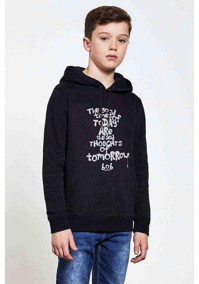 Tshirthane Bob Marley The Good Time Of Baskılı Unisex Çocuk Kapüşonlu Sweat Siyah