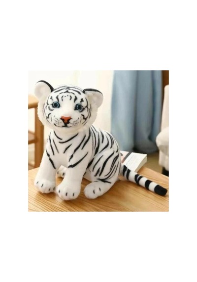 Pl50133 43 Cm Oturan Küçük Beyaz Kaplan Çok Renkli