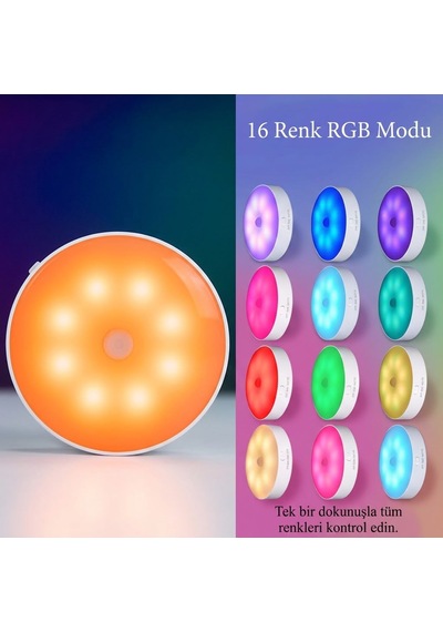 Şarjlı Rgb Led Gece Lambası 16 Renk Kumandalı Dekoratif Akıllı Işık - Renk Değiştiren Ortam Aydınlatma
