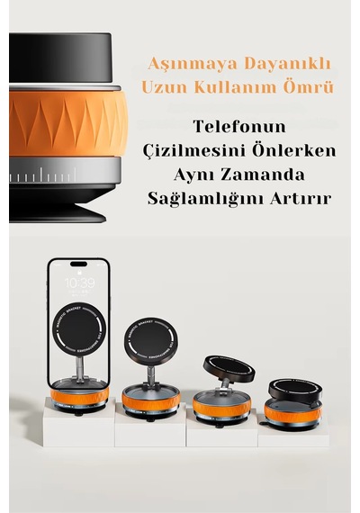 Wearfitpro Her Alana Uyumlu 360 Derece Dönebilen Çok Açılı Magsafe Özellikli Güçlü Telefon Tutucu Siyah