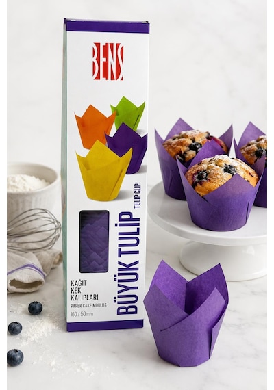 Kademeli Tulip Mor Muffin Kapsülü 200 Adet