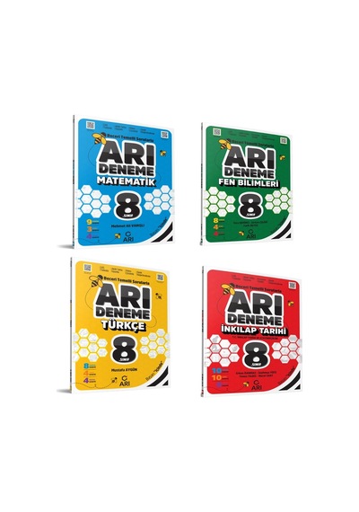 ARI YAYINLARI 8.SINIF MATEMATİK FEN TÜRKÇE İNKILAP DENEME SET