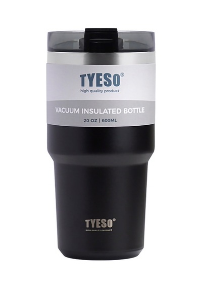 Tyeso Tripletask Termos Vakumlu Yıkanabilir Silikon Pipetli 600ml Siyah