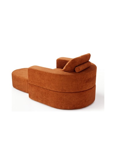 Homedius Sofa Bed Katlanır Yatak Olabilen Berjer Koltuk Puf Seti Kiremit