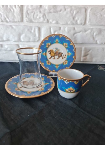 Konyax 18 Parçalık Kahve Çay Seti Leone Çok Renkli