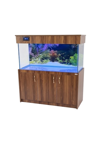 Kanki Pet Ceviz Mdf Mobilyalı Akvaryum 150x50x60 Cm 450 Lt - 110w Led & Dijital Göstergeli