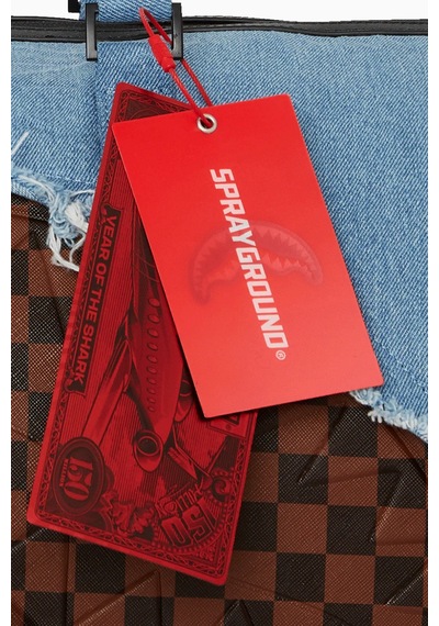 Sprayground Denim Shark Duffle, Lüks Denim Spor Ve Seyahat Çantası El Çantası Mavi