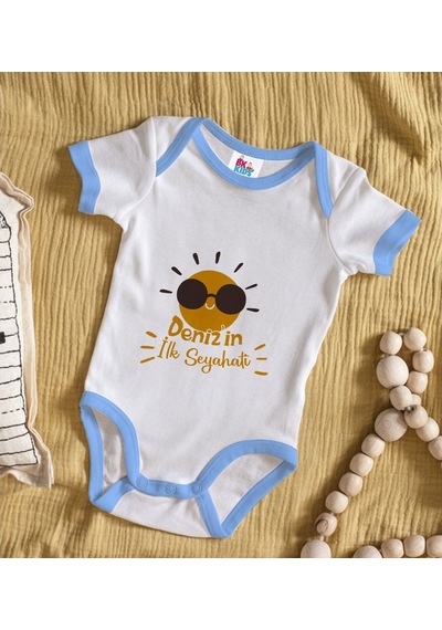 Bitmeyenkartus Bk Kids Kişiye Özel Mavi Bebek Body Zıbın - Model 146 Çok Renkli