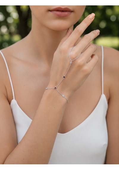 Valmont Accessories Kadın Gümüş Renk Renkli Taş Detaylı Minimal Şahmeran