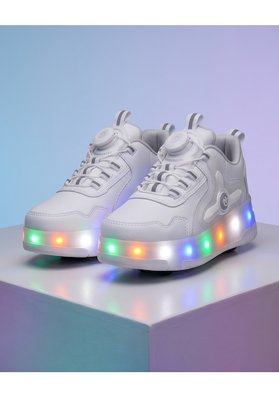 2256-n-drops Led Işıklı Çift Tekerlekli Akıllı Bağcıklı Unisex Çocuk Patenli Ayakkabı Beyaz 2256-n-drops Led Işıklı Çift Tekerlekli Akıllı Bağcıklı Unisex Çocuk Patenli Ayakkabı Beyaz
