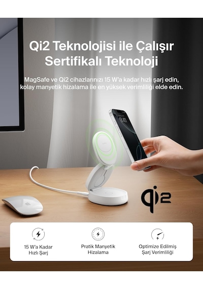 Magsafe Uyumlu Şarj Cihazı, 3'ü 1 Arada Dönüştürülebilir Kablosuz Şarj İstasyonu, İphone 17, Apple Watch, Airpods İçin Qi2 Sertifikalı 15 W Şarj, Kaymaz Tabanlı, 36 W Adaptör Dahil, Beyaz Çok Renkli Magsafe Uyumlu Şarj Cihazı, 3'ü 1 Arada Dönüştürülebilir Kablosuz Şarj İstasyonu, İphone 17, Apple Watch, Airpods İçin Qi2 Sertifikalı 15 W Şarj, Kaymaz Tabanlı, 36 W Adaptör Dahil, Beyaz Çok Renkli