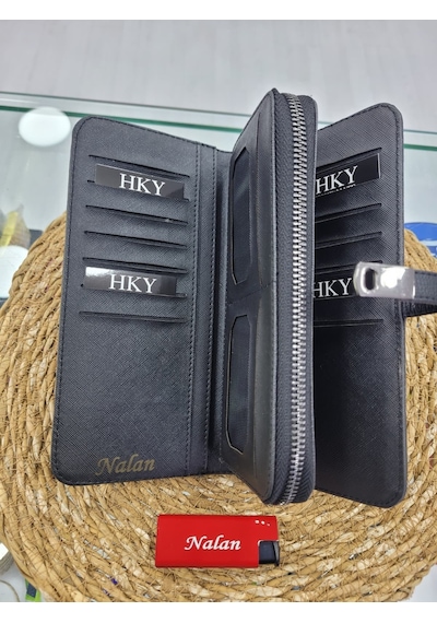 Hky Çok Kullanışlı İsme Özel Kadın Cüzdan Siyah. Siyah