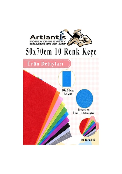 Keçe 50x70 Cm 10 Renk 1 Paket 2.0 Mm Renkli Hobi Keçesi Elişi Keçe Kumaşı Anasınıfı Kreş Okul Öncesi El Sanatları