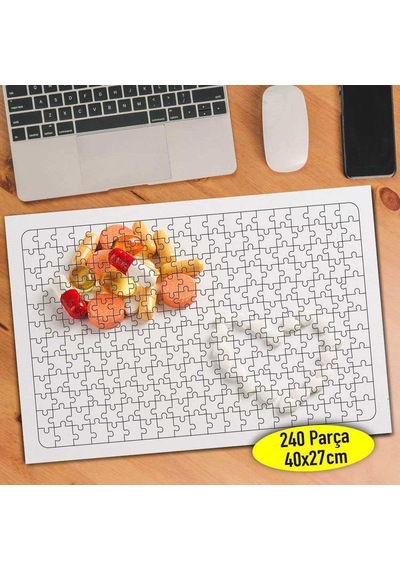 Renkli Beyaz Kalpli İlaçlar 240 Parça Puzzle Yapboz-341006567