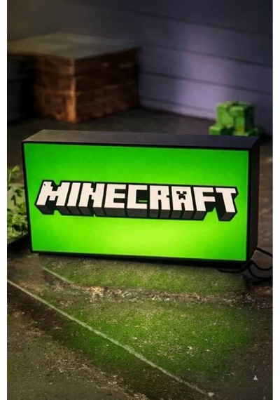 Minecraft Logolu Dekoratif Aydınlatma Gece Lambası 24x13cm Çok Renkli
