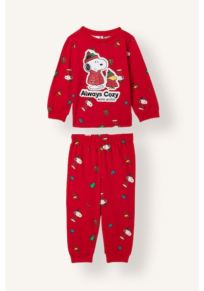 Defacto %100 Pamuk Snoopy Lisanslı Baskılı 2li Pijama Takımı Erkek Bebek I2370a526wnrd347 Kırmızı-rd347