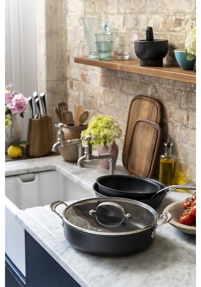 Tefal H9129943 Düz Tava, 30 Cm, Jamie Oliver, Sert Eloksal, Alüminyum, 5,4 Litre, Siyah