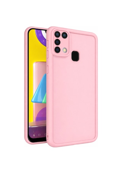 Samsung Galaxy M31 Ve M21s Ve F41 Uyumlu Kamera Çıkıntılı Mat Silikon Telefon Kılıfı Pembe