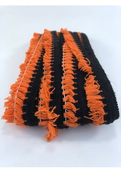FdayAksesuar Turuncu Siyah Şerit Saçak Püskül 1 metre En 3 cm FRDY15255