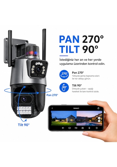 Ultratekno Ic-d9 8mp Çift Lens Ptz Akıllı Wifi Güvenlik Kamerası