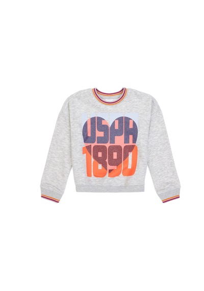 U.s. Polo Assn. Kız Çocuk Açık Gri Melanj Sweatshirt 50317900-vr091 Acık Grı Melanj