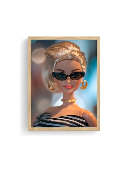 Doğal Ahşap Çerçeveli Retro Pop Art Tablo - Vintage Desenli Huhu2636