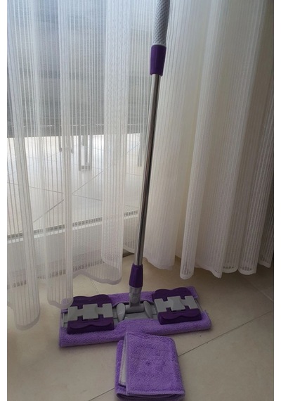 Teleskobik Cam Yer Tavan Silme - İstediğin Bezi Tak Kullan - 4 Mandallı -yedek Bezli Mop Seti Diğer