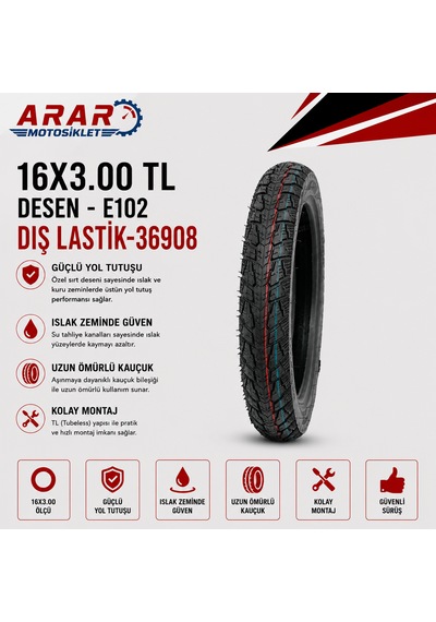 16x3.00 Tl Desen - E102 Dış Lastik-36908