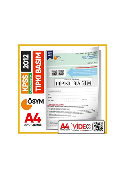 2012 Kpss Ortaöğretim/lise Ösym Tıpkı Basım Çıkmış Soru Kitapçığı (VİDEO ÇÖZÜMLÜ TÜRKİYE GENELİ)