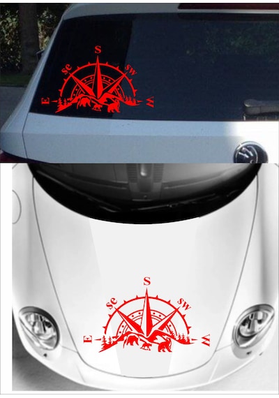 Pusula Dağ Orman Sticker - Adventure 4x4 Off Road Pickup Sticker - Araba Oto Motosiklet Karavan Sticker - 02514 100X60 Cm