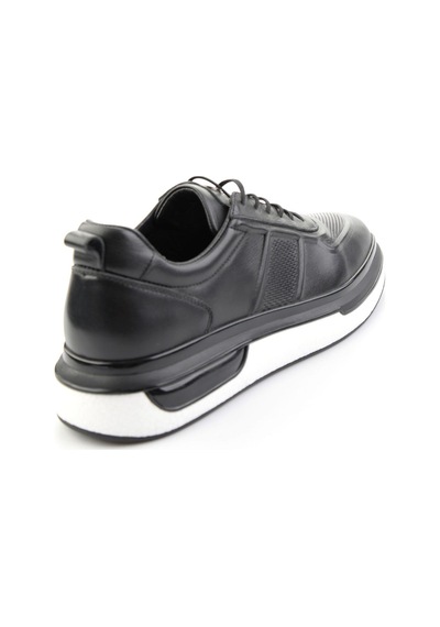 Bambi Siyah Hakiki Deri Erkek Sneaker E01018250303